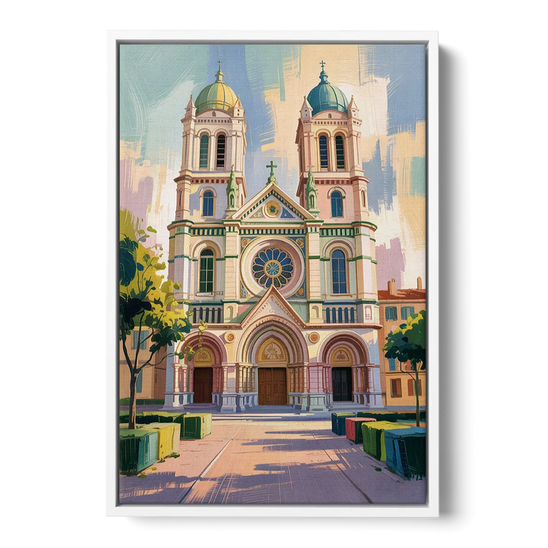 Nice Cathedral Front - White Canvas Wall Art