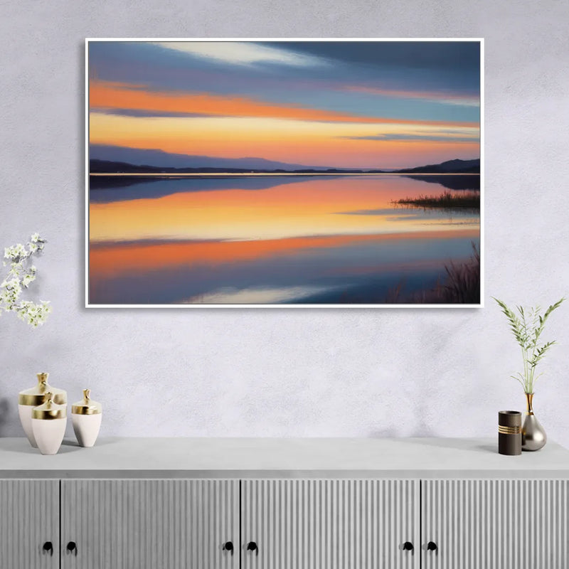 Nichupté Lagoon Sunset Sitting Room - White Canvas Wall Art