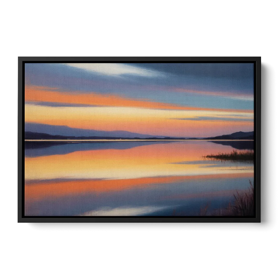 Nichupté Lagoon Sunset Front - Black Canvas Wall Art
