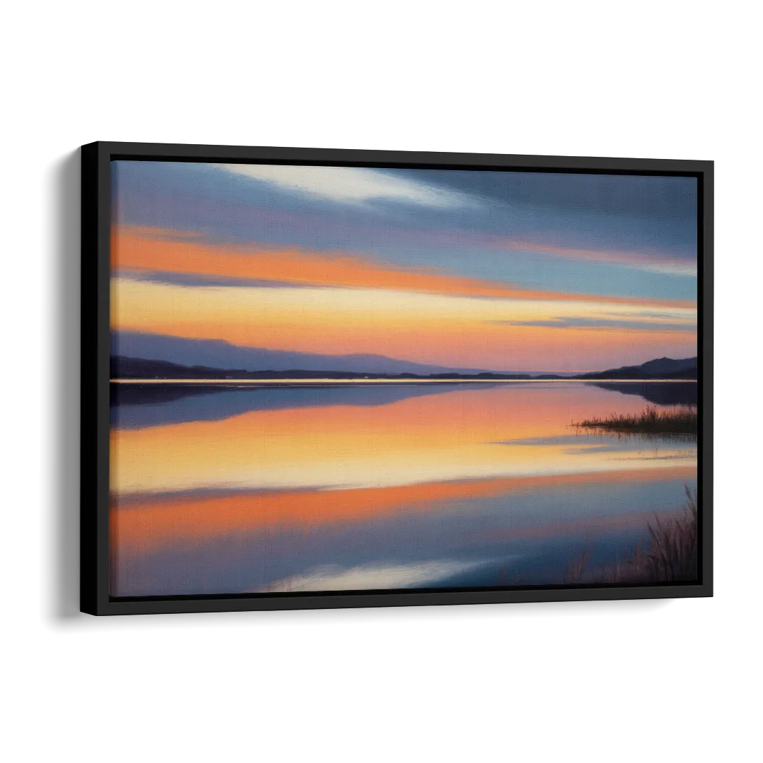 Nichupté Lagoon Sunset Side - Black Canvas Wall Art