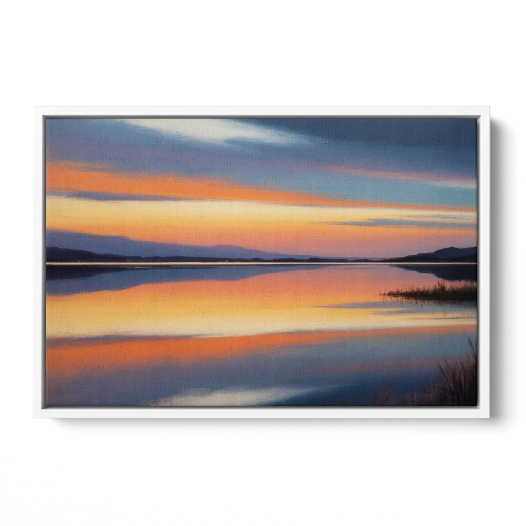 Nichupté Lagoon Sunset Front - White Canvas Wall Art