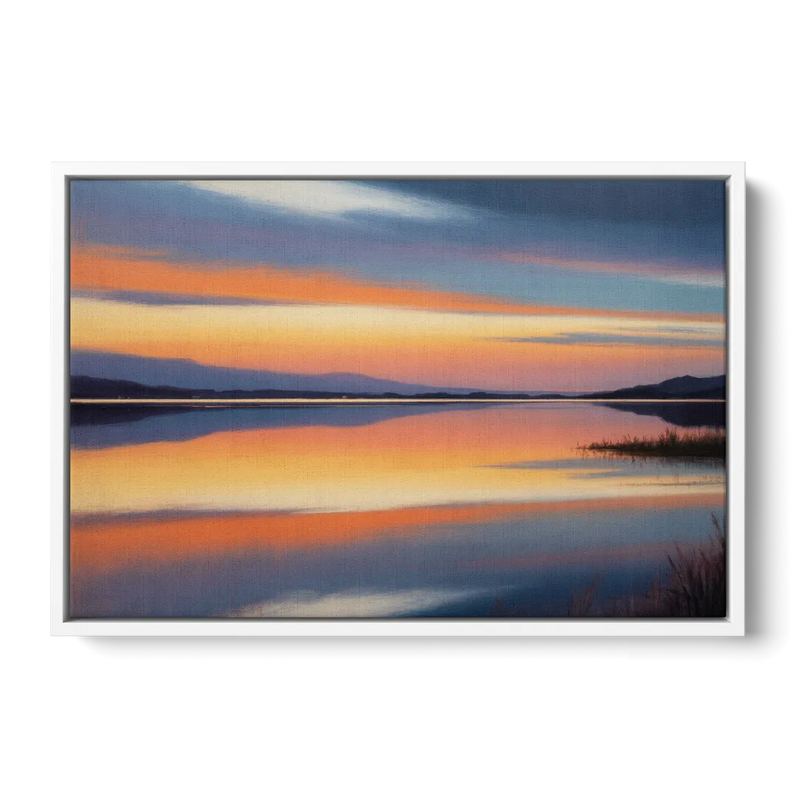 Nichupté Lagoon Sunset Front - White Canvas Wall Art