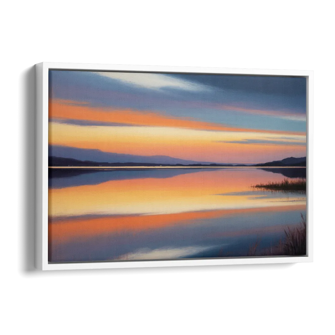 Nichupté Lagoon Sunset Side - White Canvas Wall Art