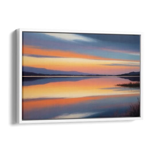 Nichupté Lagoon Sunset Side - White Canvas Wall Art