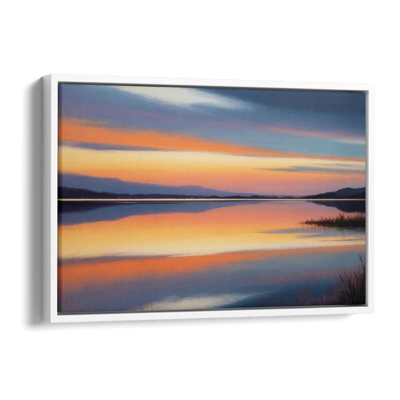 Nichupté Lagoon Sunset Side - White Canvas Wall Art