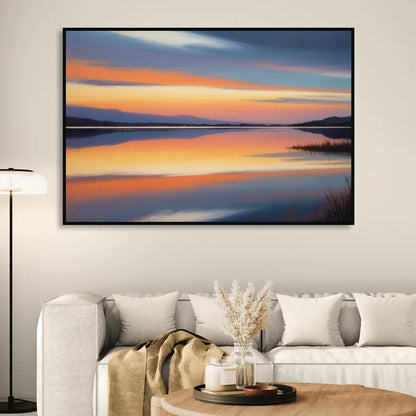 Nichupté Lagoon Sunset Sitting Room - Black Canvas Wall Art