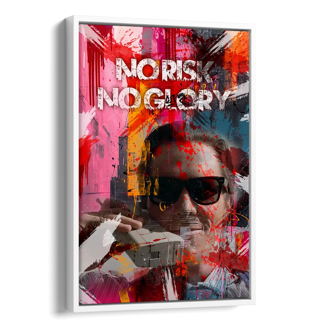 No Risk No Glory Side - White Canvas Wall Art