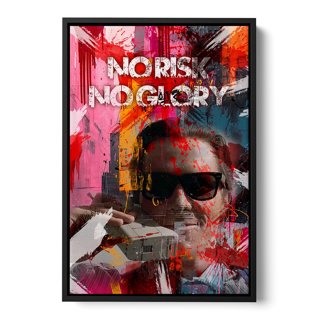 No Risk No Glory Front - Black Canvas Wall Art