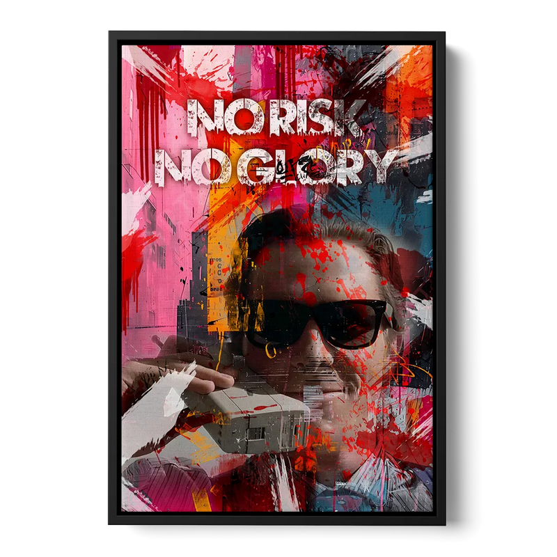 No Risk No Glory Front - Black Canvas Wall Art