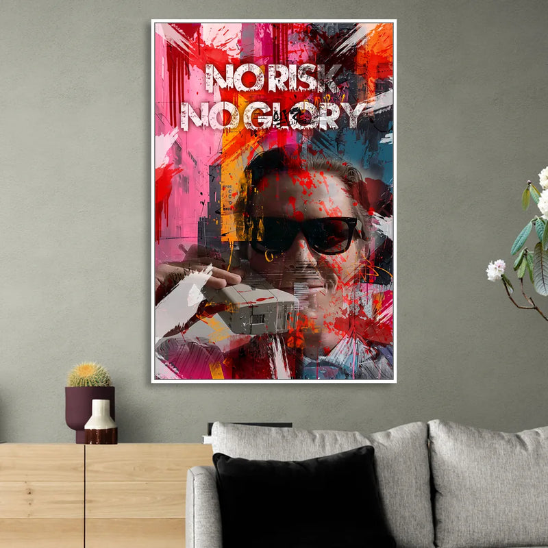 No Risk No Glory Living Room - White Canvas Wall Art