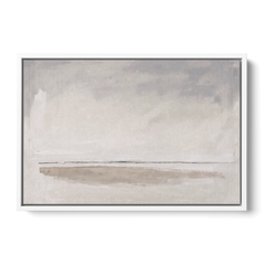 Nordic Wall Art Driftwood Band Under Sea Fog - White Framed Canvas Wall Art - Front