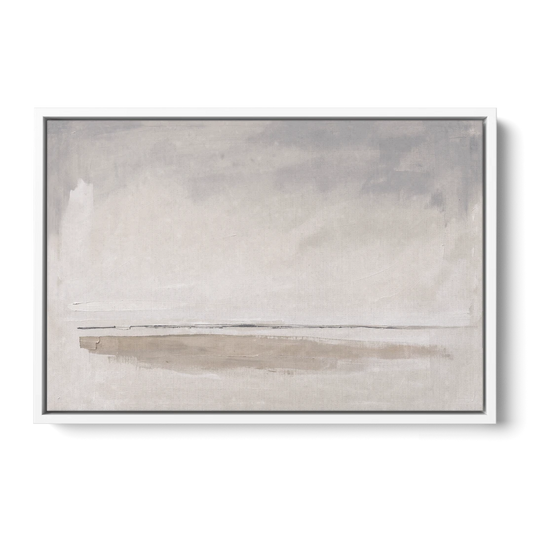 Nordic Wall Art Driftwood Band Under Sea Fog - White Framed Canvas Wall Art - Front
