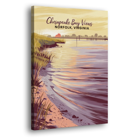 Norfolk Chesapeake Bay Views - Canvas Wall Art - Side
