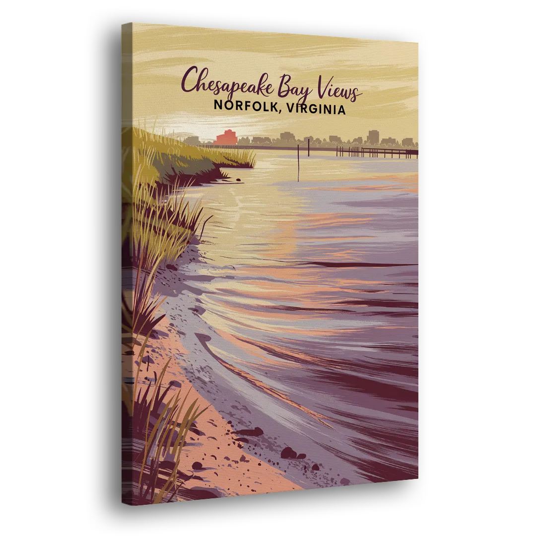 Norfolk Chesapeake Bay Views Side - Canvas Wall Art