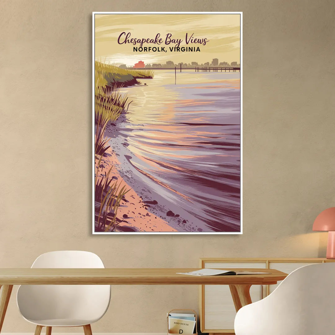 Norfolk Chesapeake Bay Views Sitting Room - White Canvas Wall Art