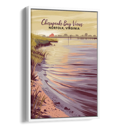 Norfolk Chesapeake Bay Views Side - White Canvas Wall Art