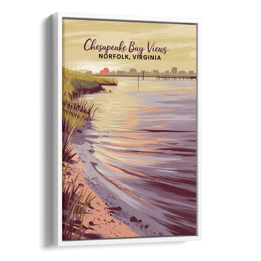 Norfolk Chesapeake Bay Views Side - White Canvas Wall Art