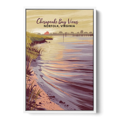 Norfolk Chesapeake Bay Views Front - White Canvas Wall Art