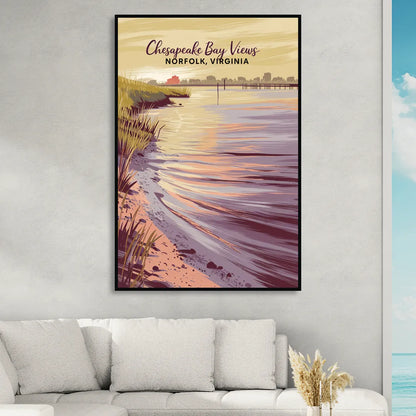 Norfolk Chesapeake Bay Views Sitting Room - Black Canvas Wall Art