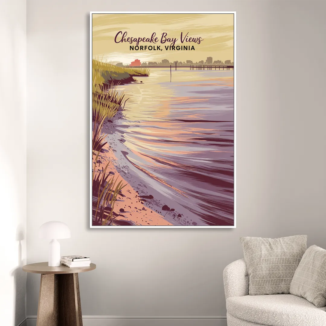 Norfolk Chesapeake Bay Views Living Room - White Canvas Wall Art