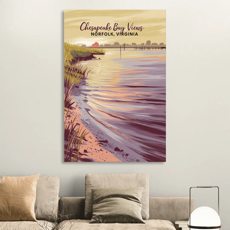Norfolk Chesapeake Bay Views Living Room - Canvas Wall Art
