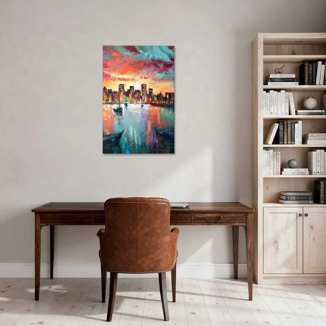Norfolk Harbor Reflections - Canvas Wall Art - Office - 24x36