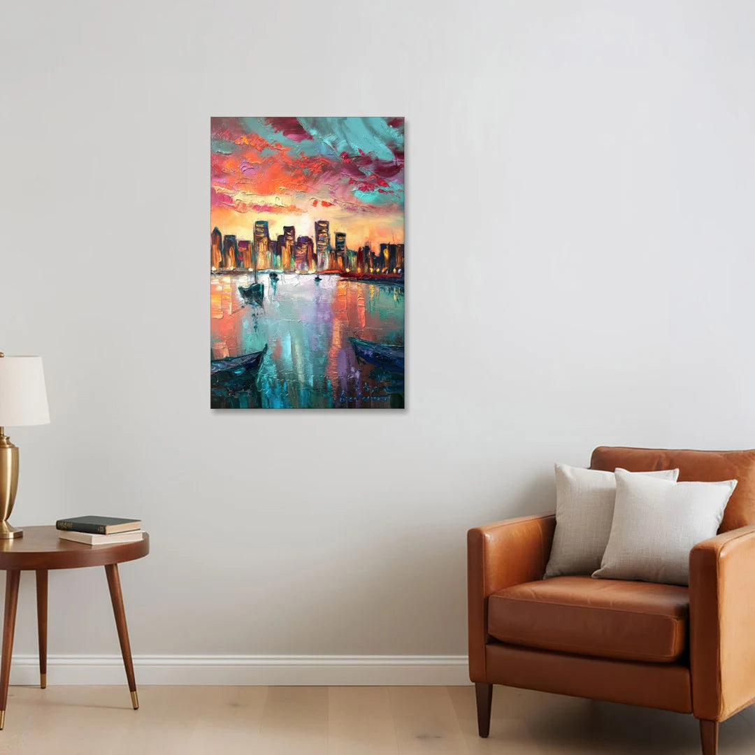 Norfolk Harbor Reflections - Canvas Wall Art - Sofa - 24x36