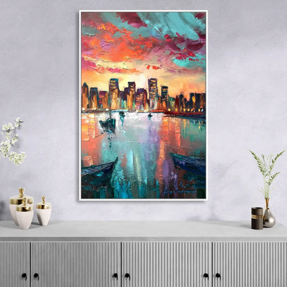 Norfolk Harbor Reflections Sitting Room - White Canvas Wall Art