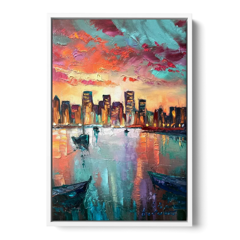 Norfolk Harbor Reflections Front - White Canvas Wall Art