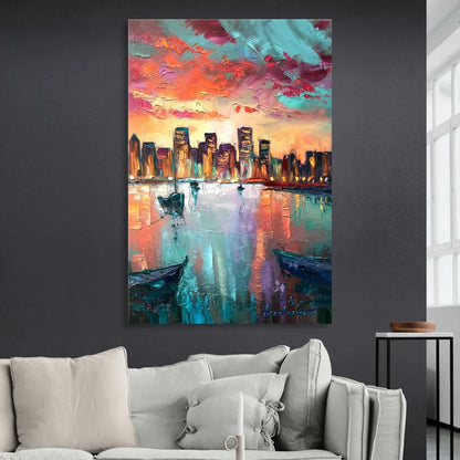 Norfolk Harbor Reflections Sitting Room - Canvas Wall Art