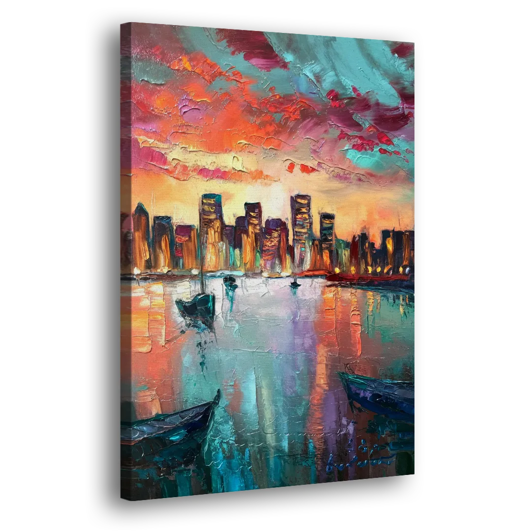 Norfolk Harbor Reflections Side - Canvas Wall Art