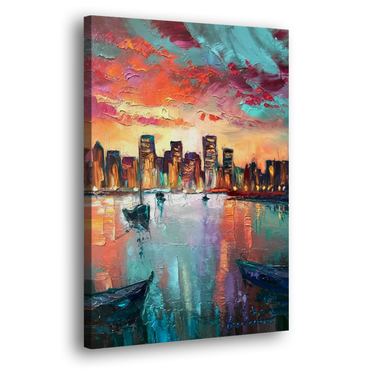 Norfolk Harbor Reflections Side - Canvas Wall Art