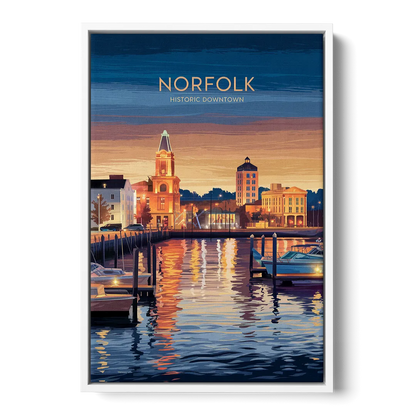 Norfolk Historic Downtown Front - White Canvas Wall Art