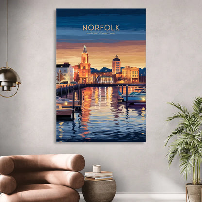 Norfolk Historic Downtown Sitting Room - Canvas Wall Art