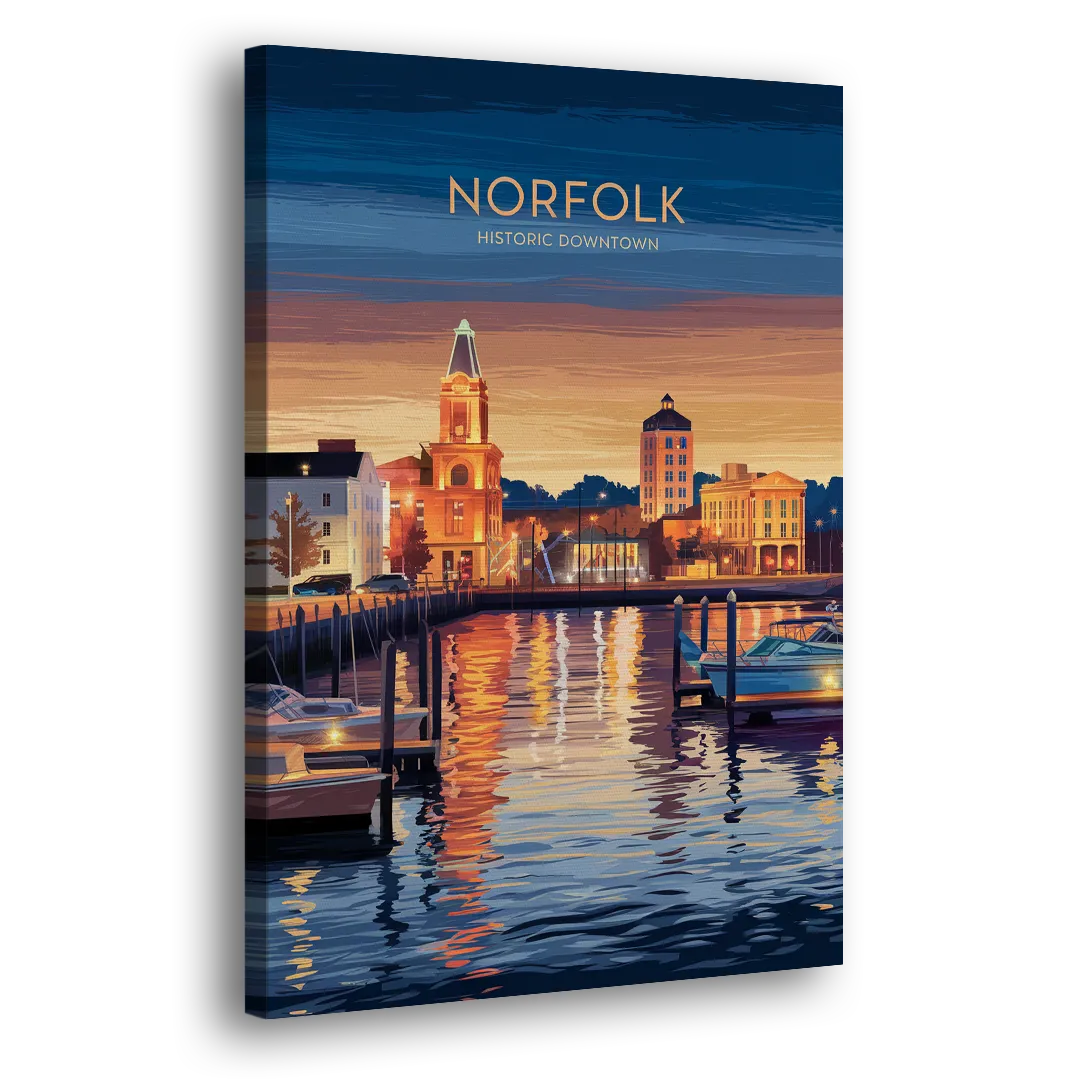 Norfolk Historic Downtown Side - Canvas Wall Art
