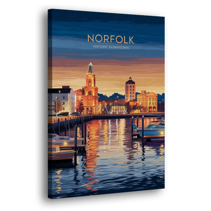 Norfolk Historic Downtown Side - Canvas Wall Art