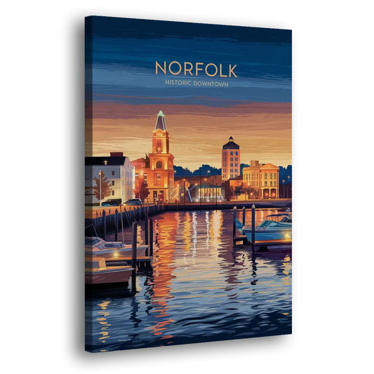 Norfolk Historic Downtown Side - Canvas Wall Art