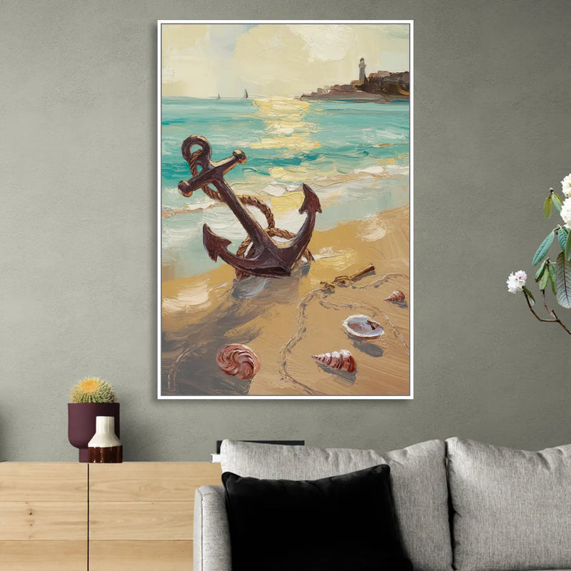 Norfolk Nautical Charm Living Room - White Canvas Wall Art