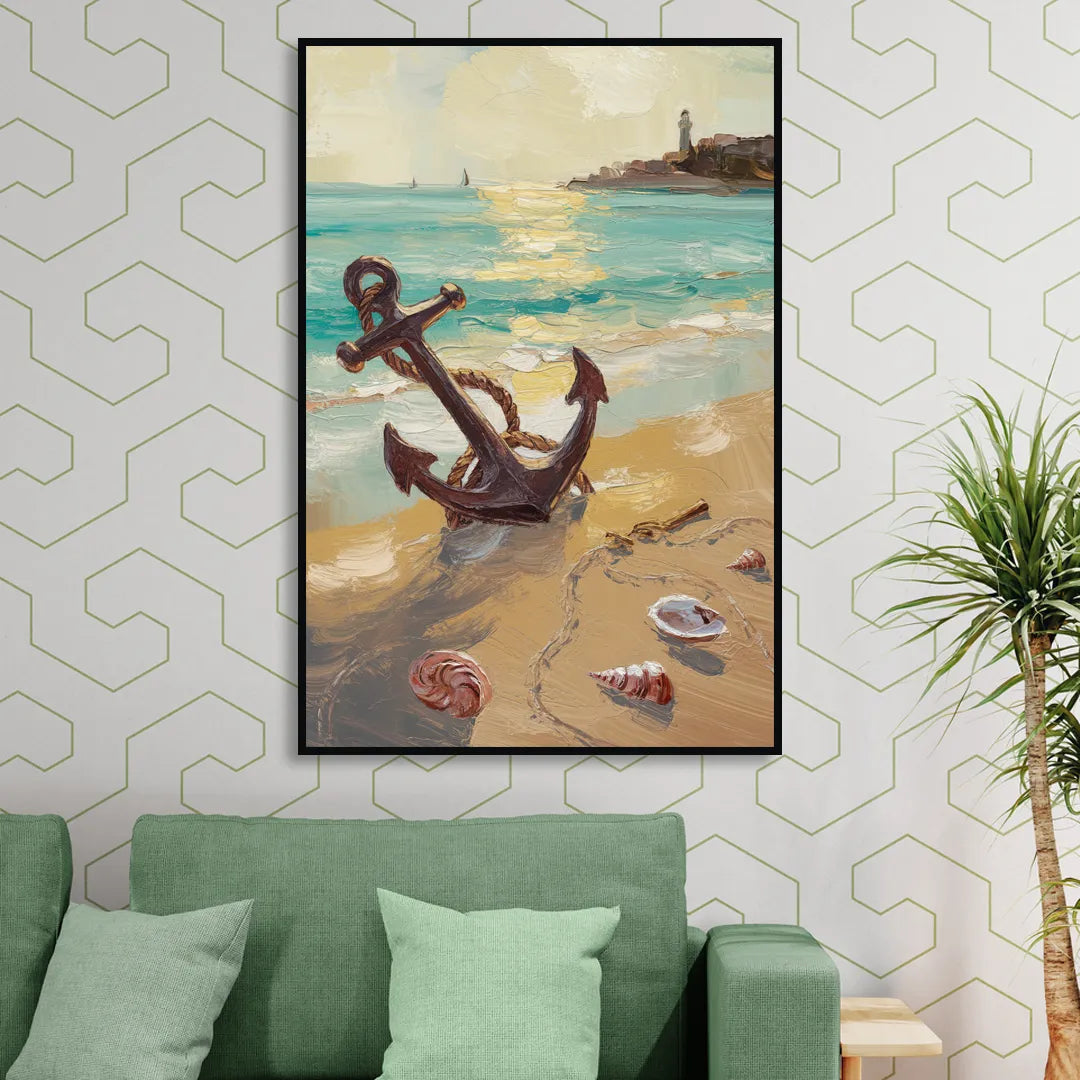 Norfolk Nautical Charm Living Room - Black Canvas Wall Art