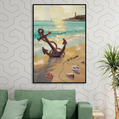 Norfolk Nautical Charm Living Room - Black Canvas Wall Art