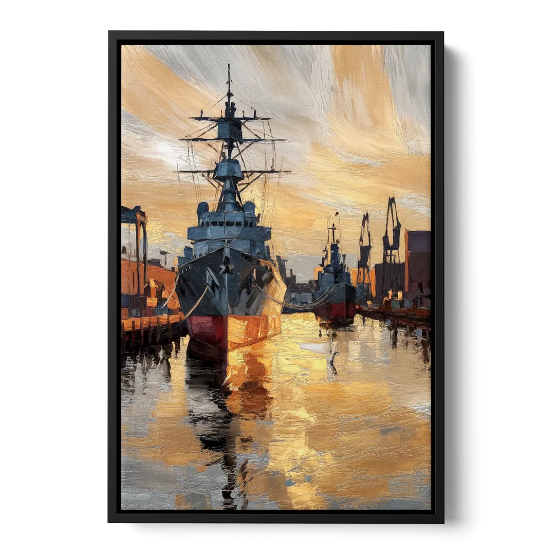 Norfolk Naval Shipyard Tribute Front - Black Canvas Wall Art