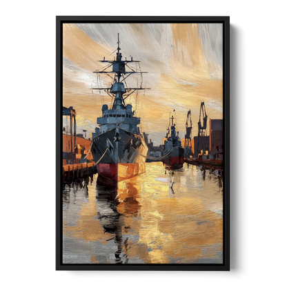 Norfolk Naval Shipyard Tribute Front - Black Canvas Wall Art