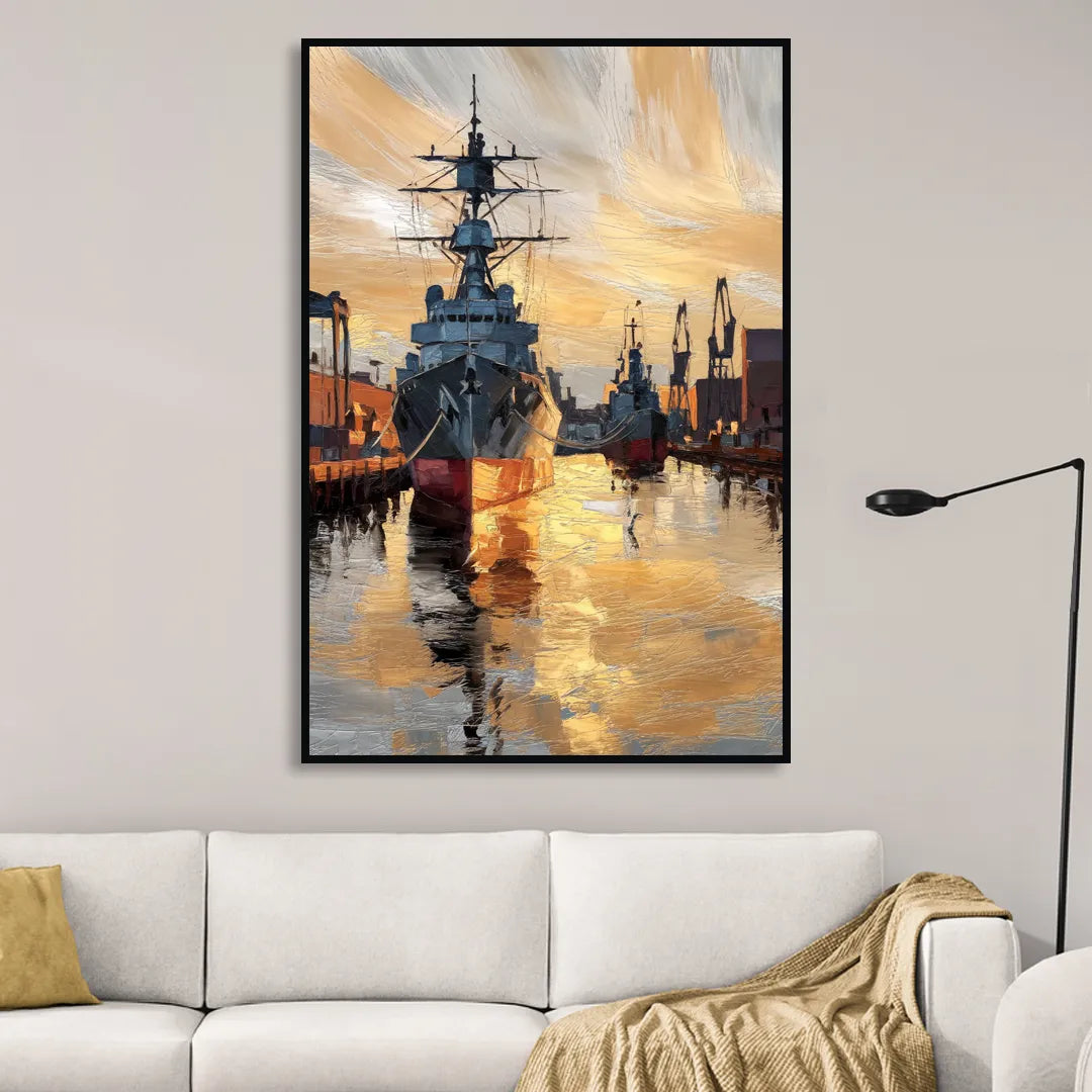 Norfolk Naval Shipyard Tribute Sitting Room - Black Canvas Wall Art