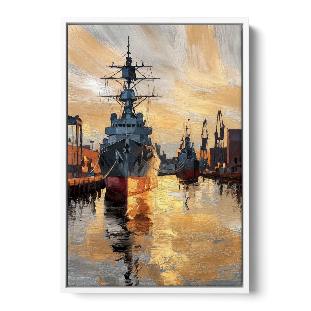 Norfolk Naval Shipyard Tribute Front - White Canvas Wall Art