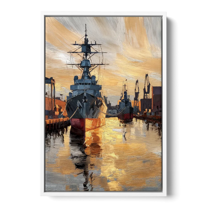 Norfolk Naval Shipyard Tribute Front - White Canvas Wall Art