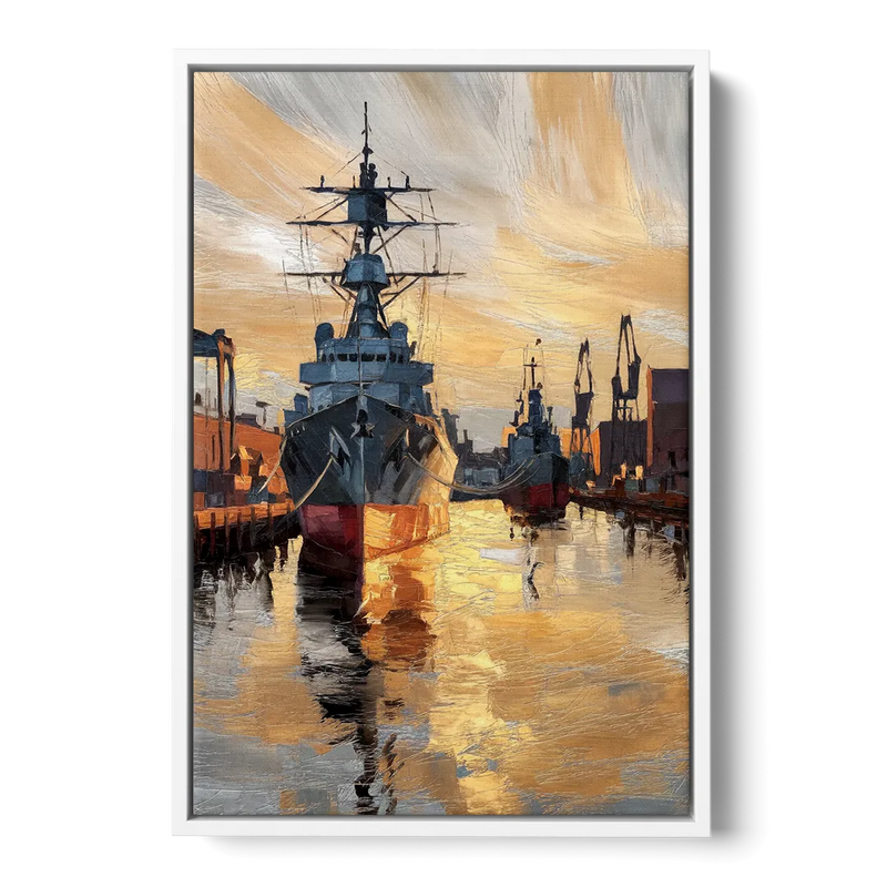 Norfolk Naval Shipyard Tribute Front - White Canvas Wall Art