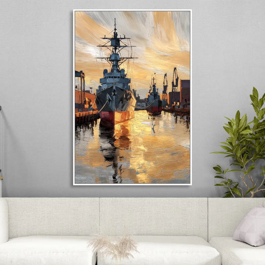 Norfolk Naval Shipyard Tribute Living Room - White Canvas Wall Art
