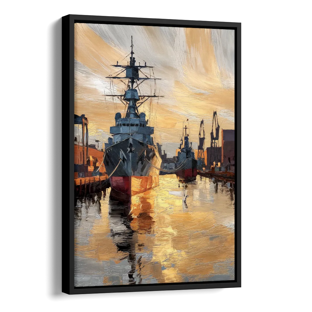 Norfolk Naval Shipyard Tribute Side - Black Canvas Wall Art