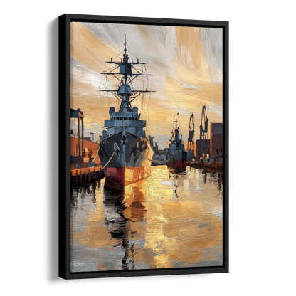 Norfolk Naval Shipyard Tribute Side - Black Canvas Wall Art