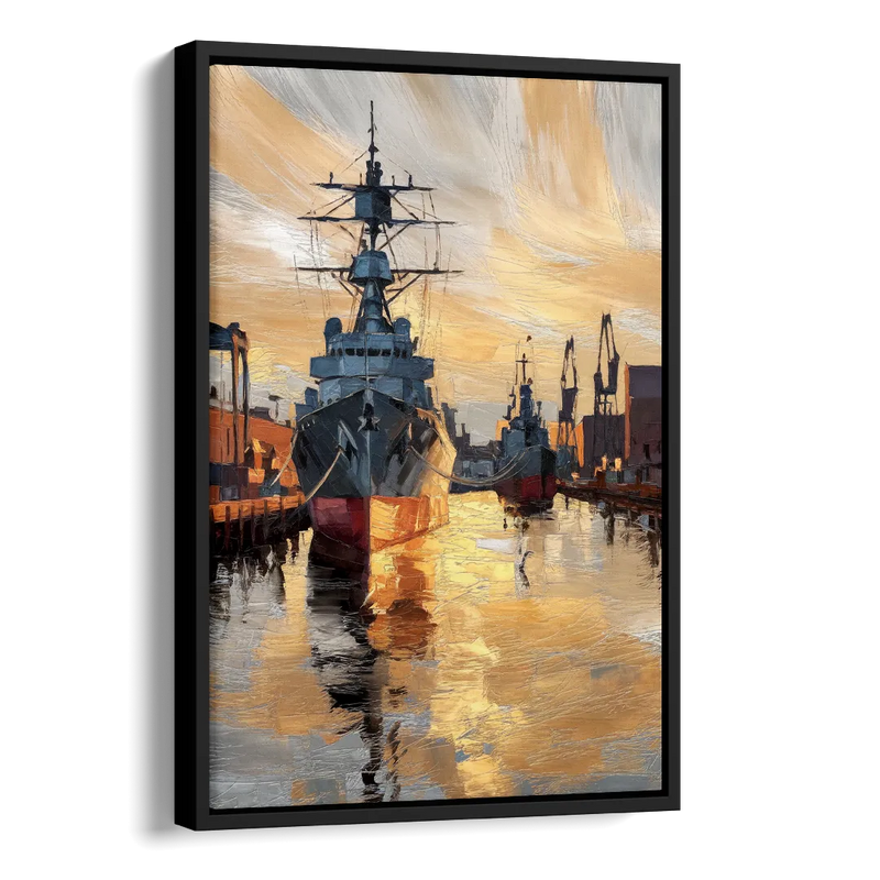 Norfolk Naval Shipyard Tribute Side - Black Canvas Wall Art